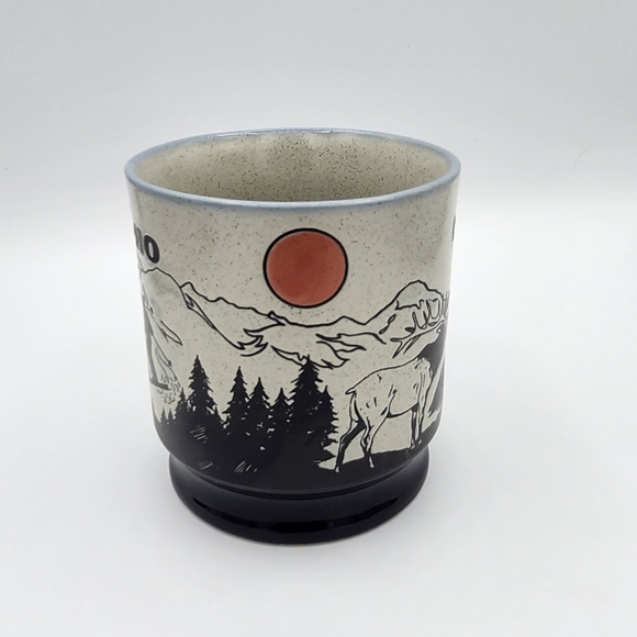 Vintage Idaho Scenic Skiing Elk  in Mountains Sun Etched Souvenir Coffee Mug ISC - Picture 3 of 7